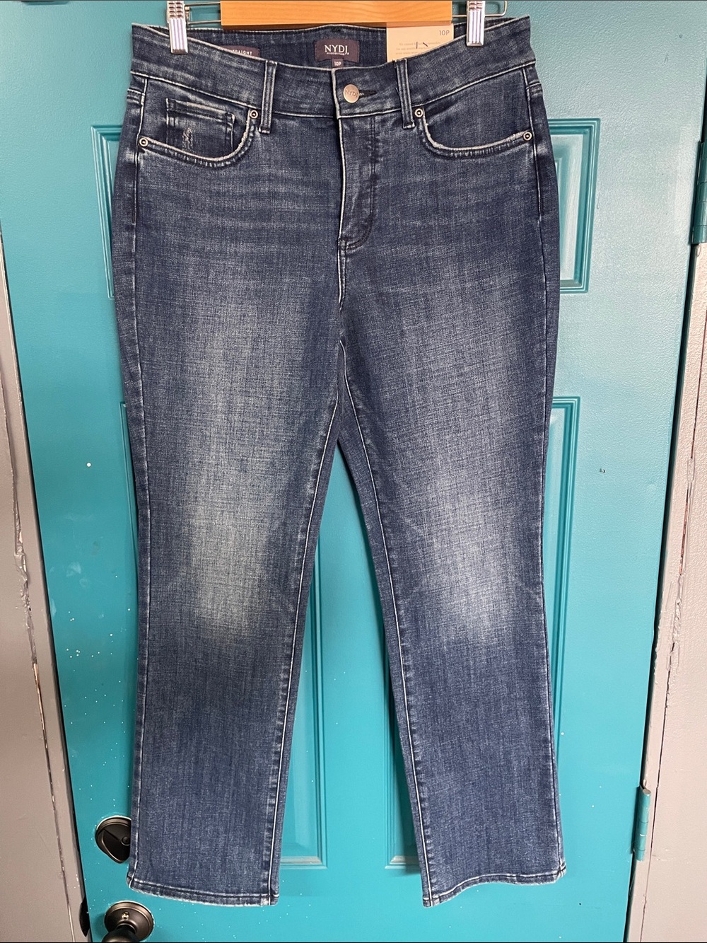 NYDJ Women's Straight Leg Jeans in Medium Blue Wash